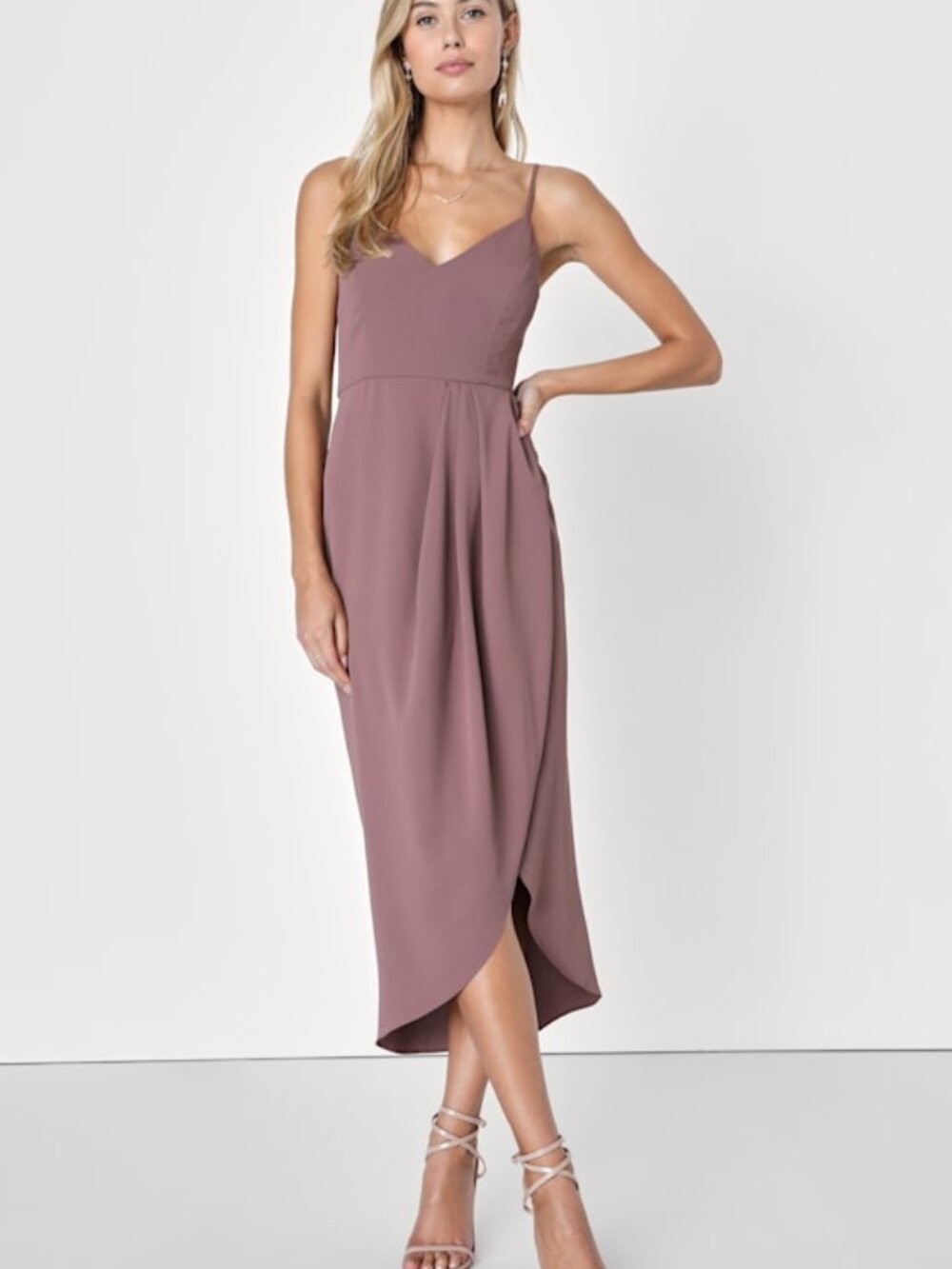 Lulus Reinette Mauve Purple Midi Dress - Size M NWT